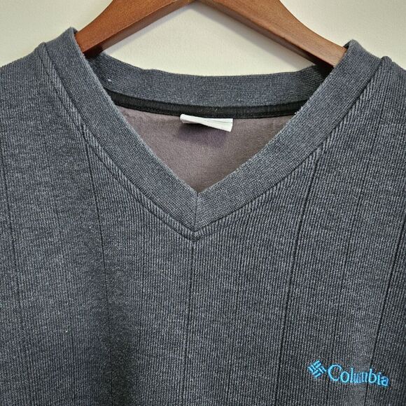 Columbia Men's Sweater Sz M Dark Gray Long Sleeve V-Neck Ribbed Pullover EUC - Picture 3 of 8